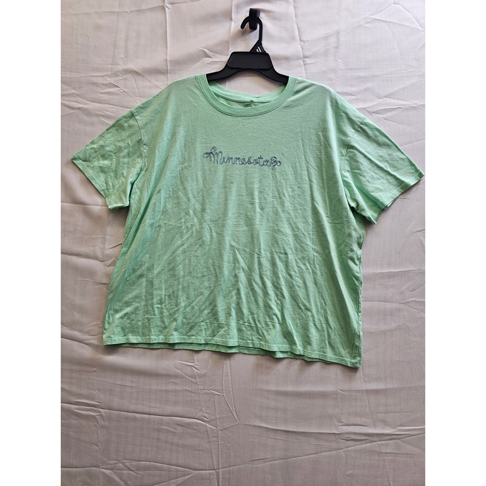 State of Mine Minnesota Embroidered Graphic Tee Mint Green Cotton XL 16470